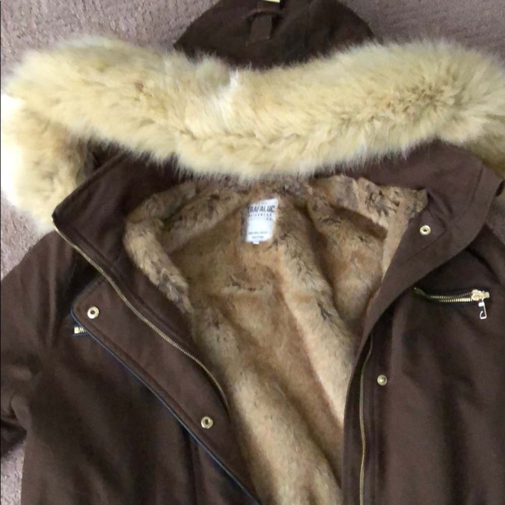 Brown with fur ZARA COAT